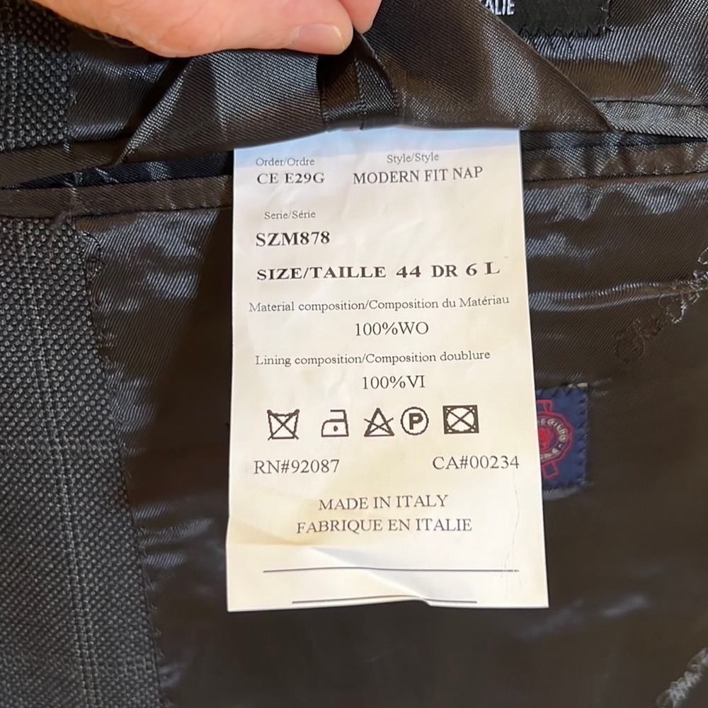 NWT Zegna Italian Made Modern Fit suit size 44L - Picture 8 of 14